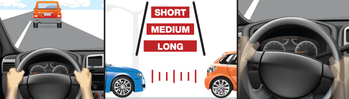 Active Driving Assistance determines the distance between your car and the car in front of you - short, medium and long.