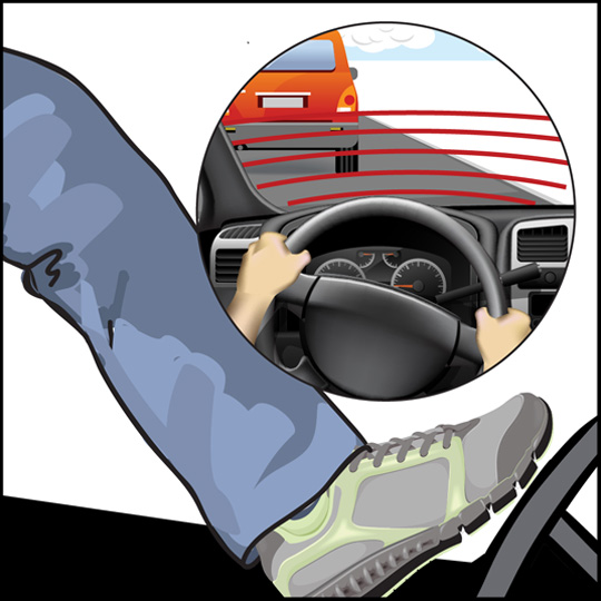 Brake or steer to avoid the hazard ahead.